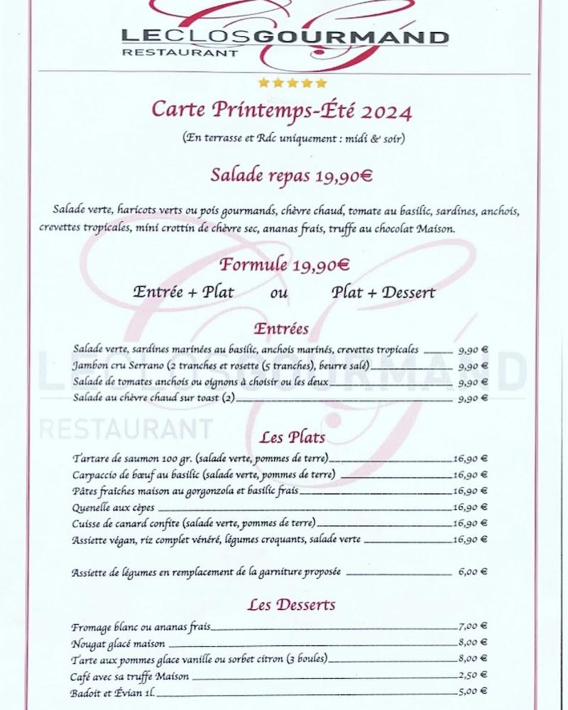 Le Clos Gourmand - Menu Image 1