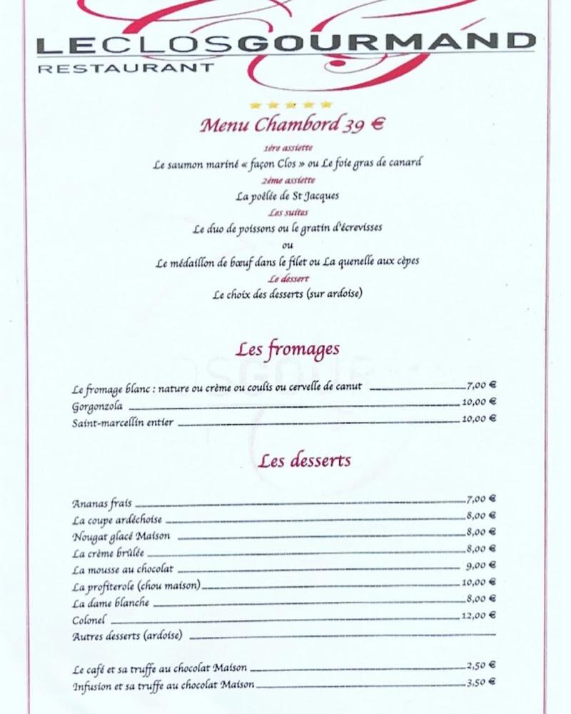 Le Clos Gourmand - Menu Image 2